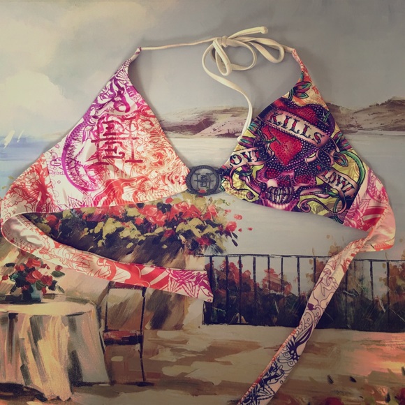 ☀️Ed Hardy Love Kills Slowly bikini top - Picture 1 of 4