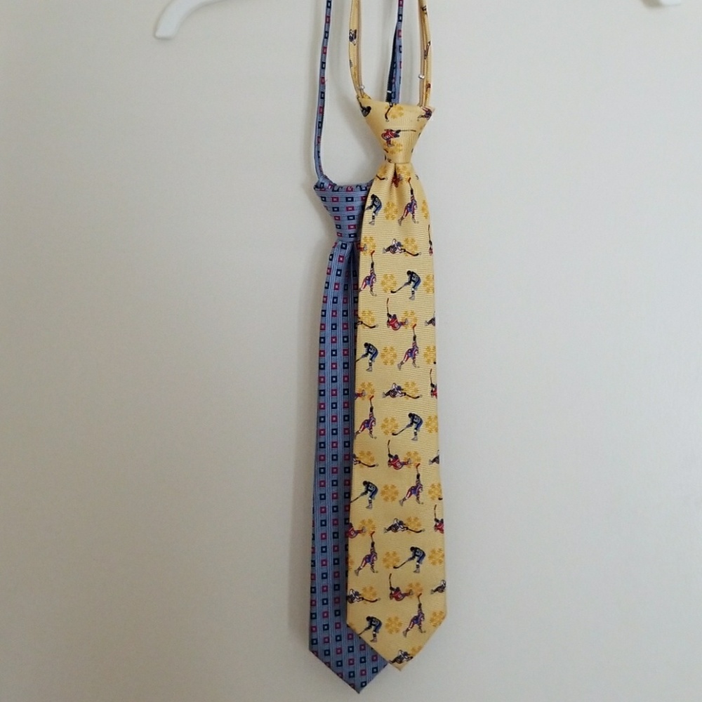 Talbots Kids / Boys Silk Zip-Up Ties Set of 2