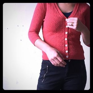 J crew Fitted button-down salmon-color cardigan