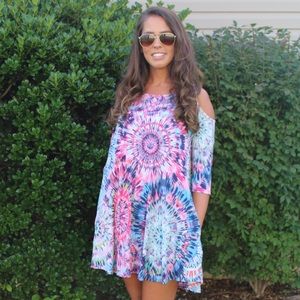 NWT Pink Tie Dye Cold Shoulder Boutique Tunic
