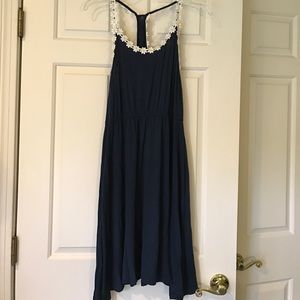 Navy blue sundress with daisy accents