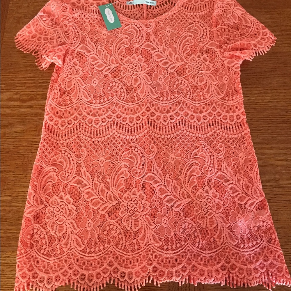 Maurice's Coral Lacey Top