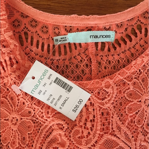 Maurice's Coral Lacey Top - Picture 2 of 3