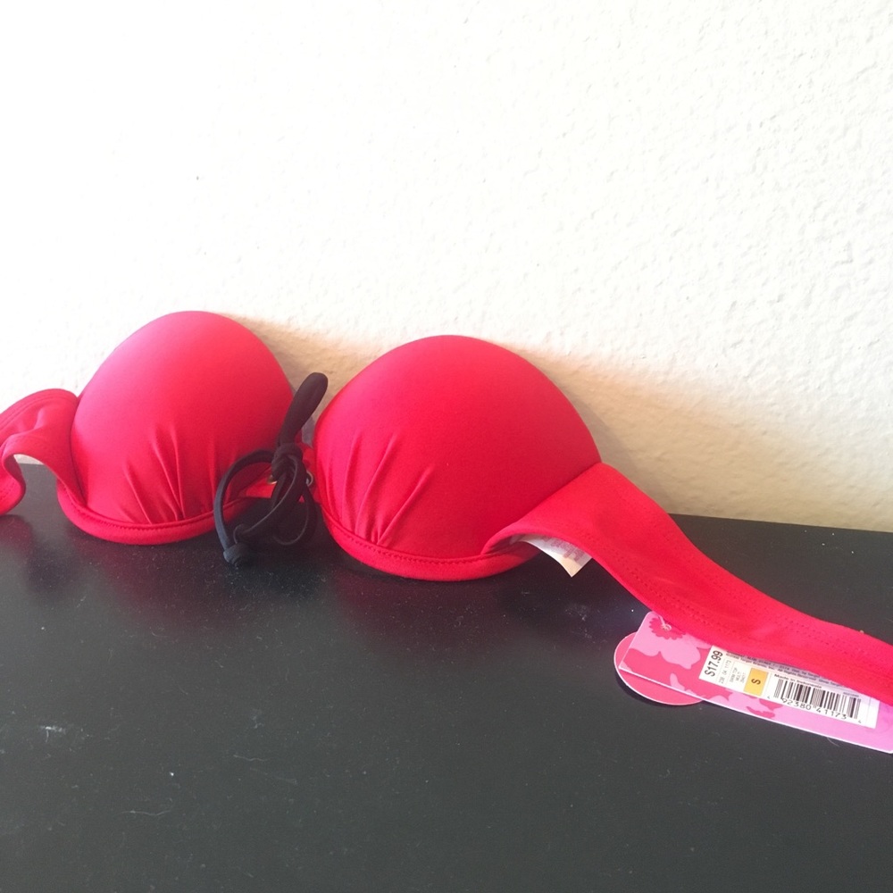 Red Strapless Bikini Top
