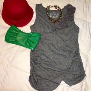 ❤️ Deletta Gray Ruffled Cotton Top ❤️