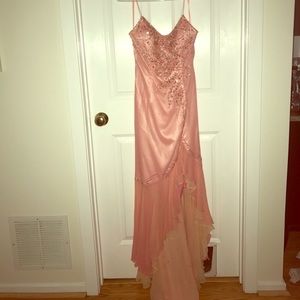 Beaded coral prom dress