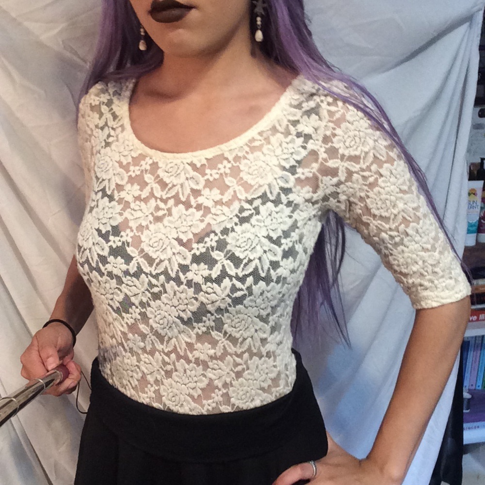White lace shirt