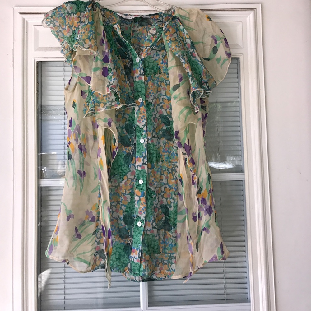 Zara Woman's Floral Blouse/Vest Size M