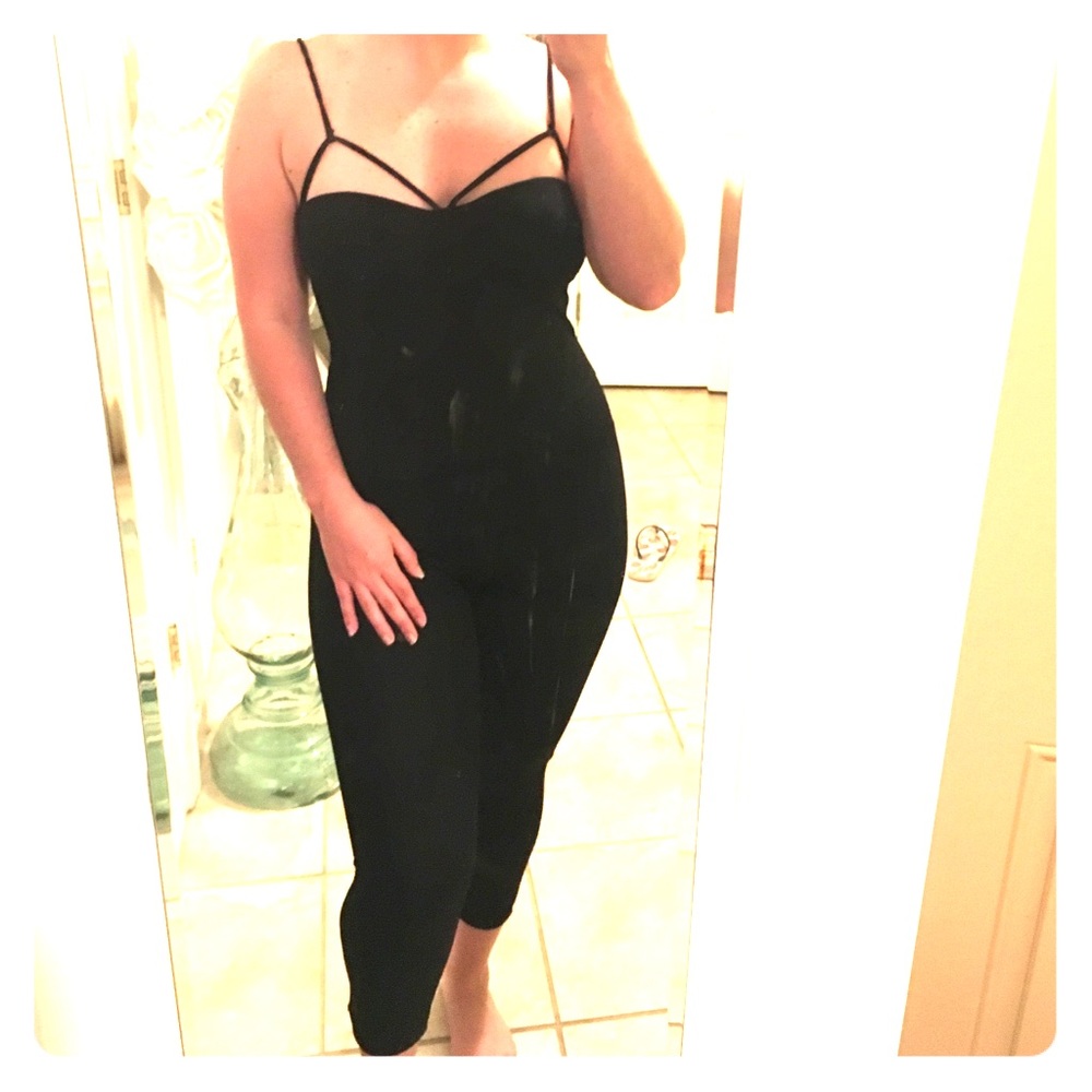 One piece black sexy jumpsuit