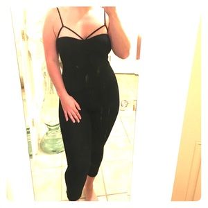 One piece black sexy jumpsuit
