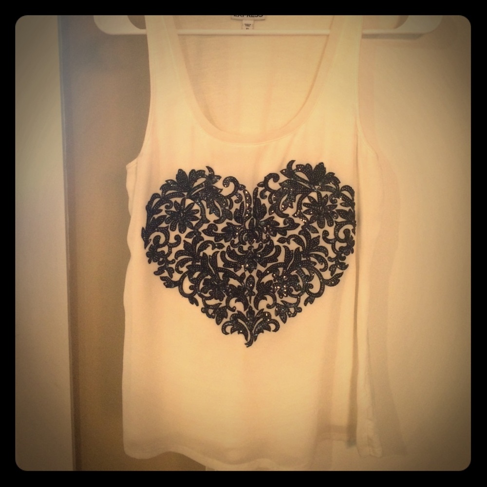 Embellished heart tank top