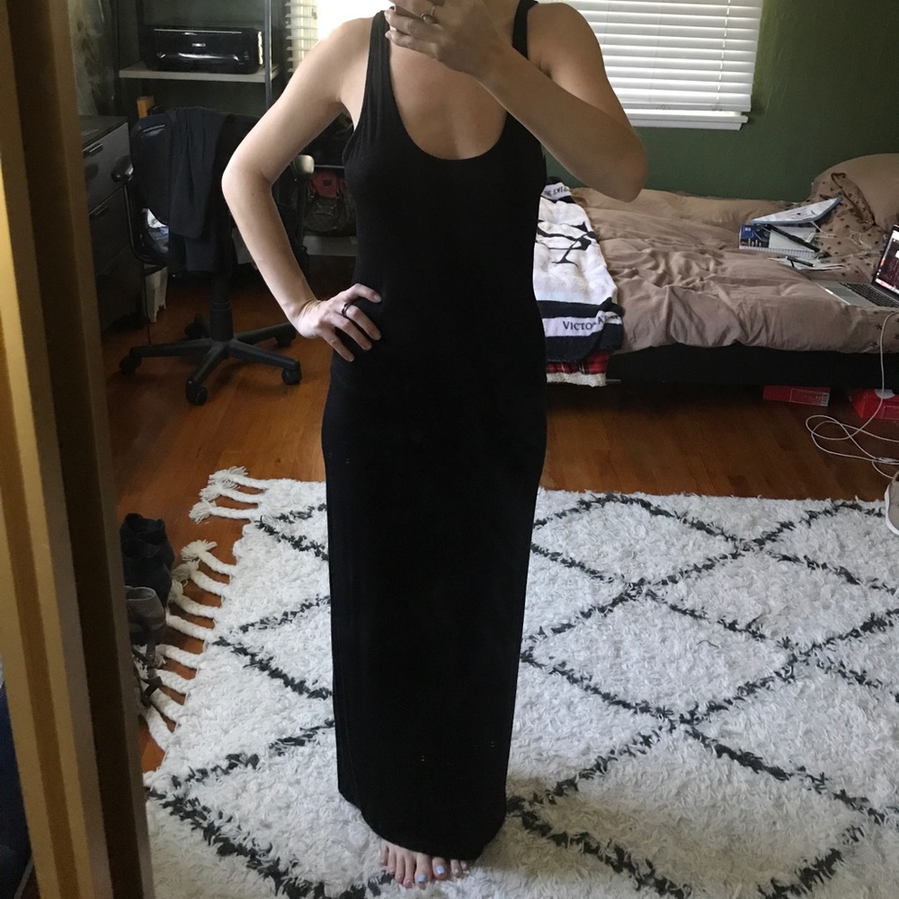 Black low back maxi dress