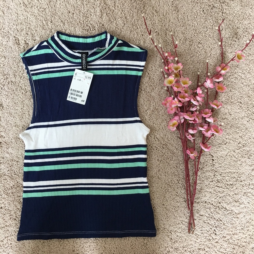 NWT H&M color block turtleneck tank