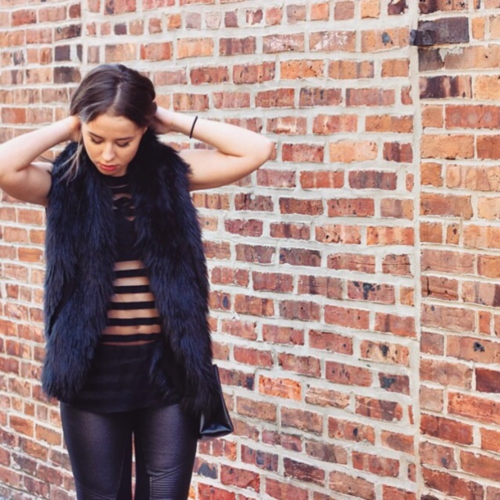 Black sheer striped top