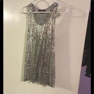 Silver sequin tank top