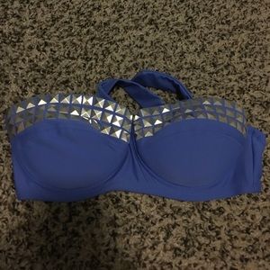 Blue studded bathing suit top