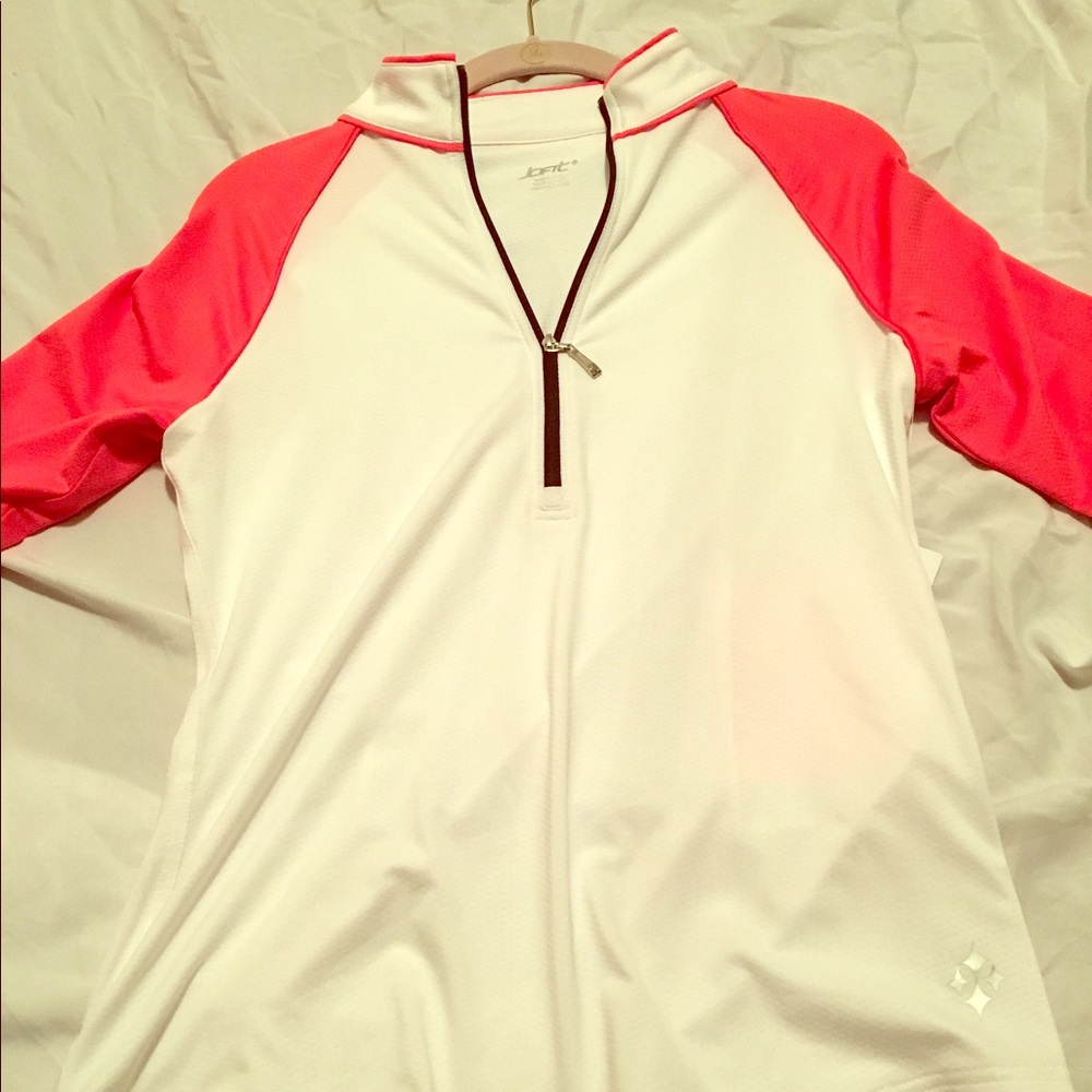 Brushed Long Sleeve Mock - Pink & White
