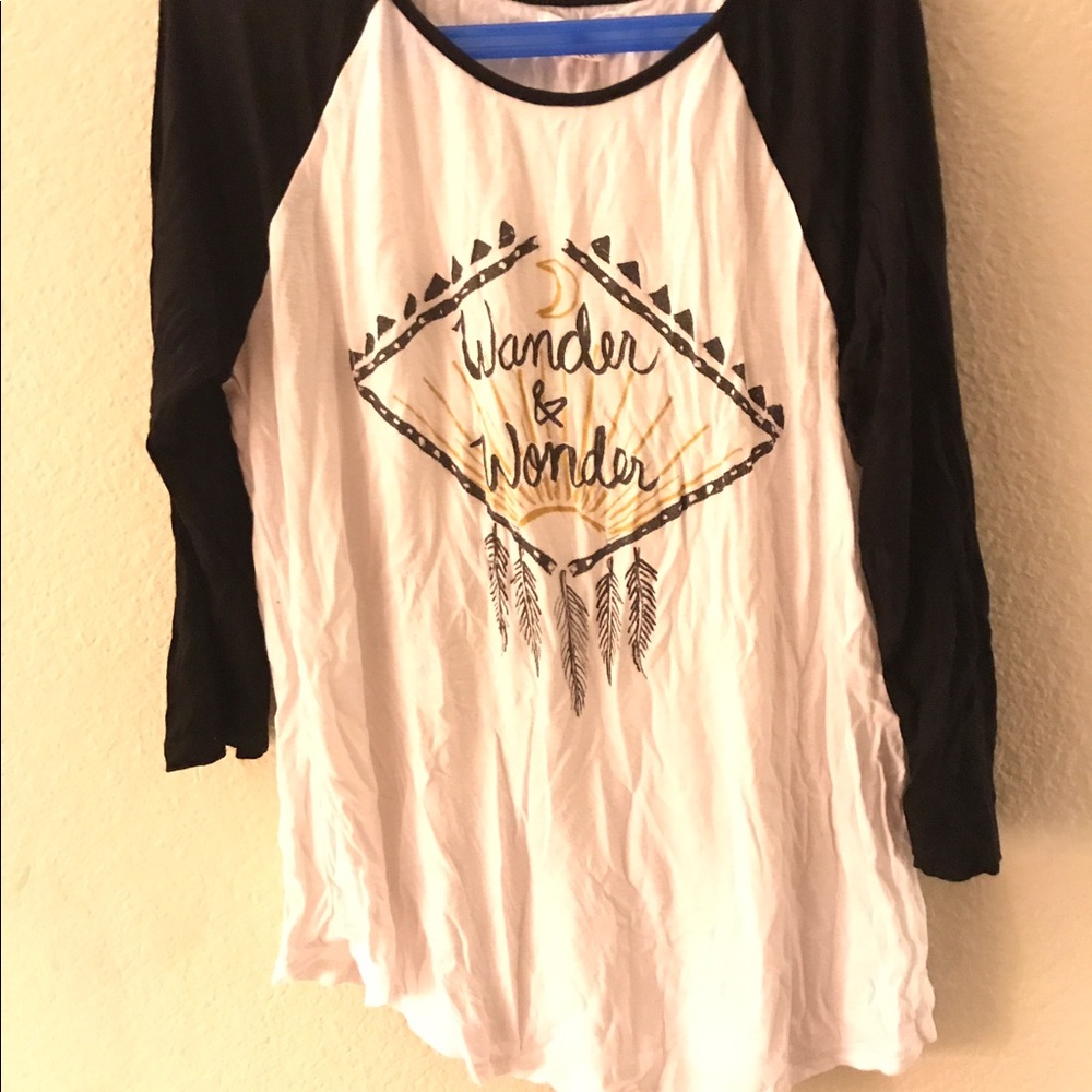 Black and white baseball tee