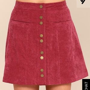 NWOT LULU'S RED CORDUROY SKIRT