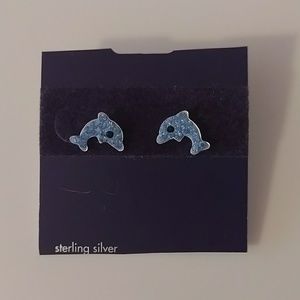 BRAND NEW STERLING SLIVER DOLPHIN EARRINGS