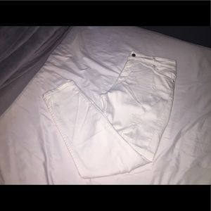 High waisted white ripped jeans