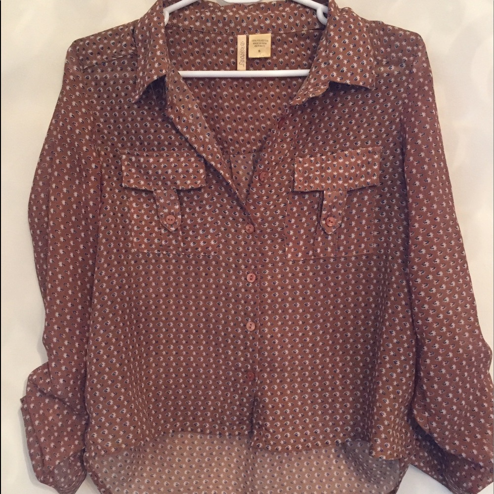 Sheer floral printed blouse