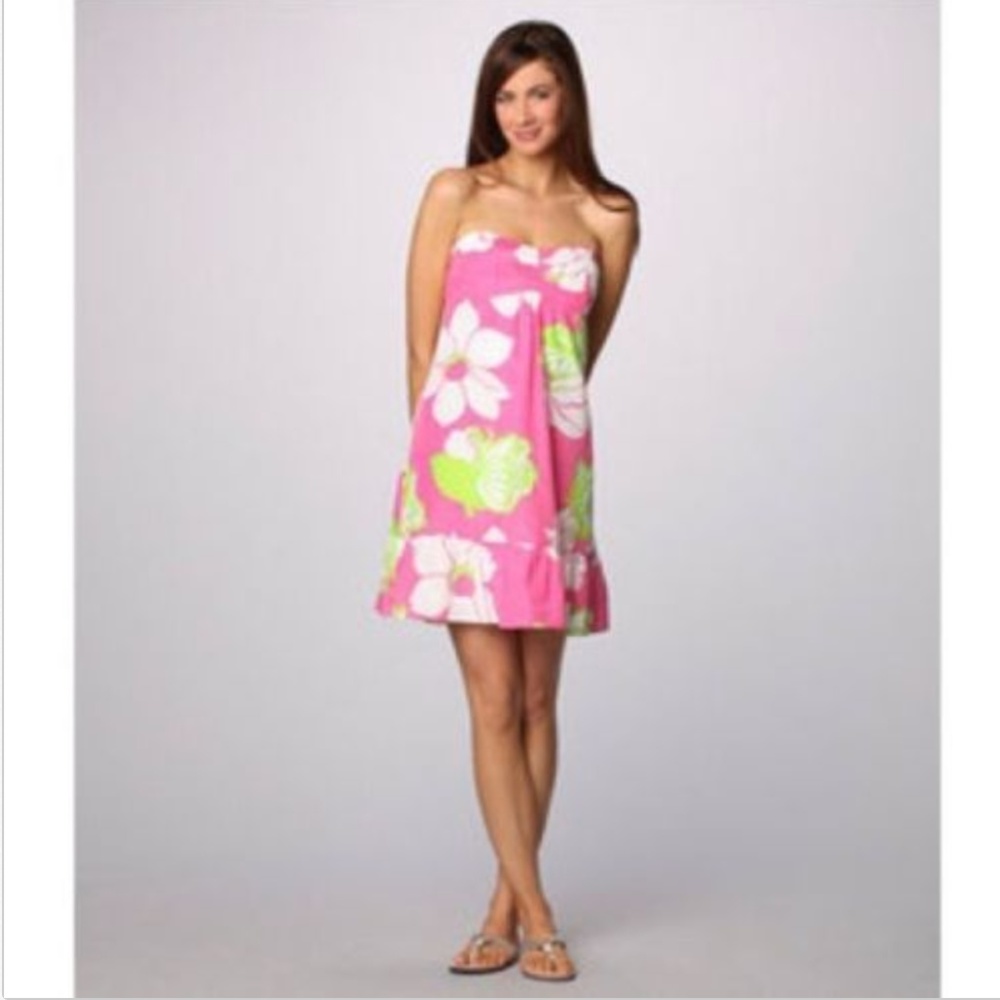 LILLY PULITZER Size 0 Blair Floral Silk Dress Pink - Picture 1 of 5