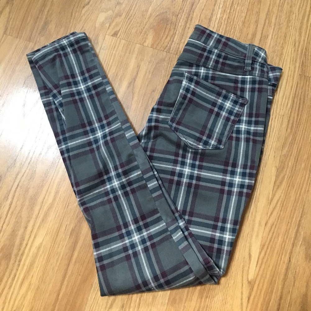 High waisted Plaid Jeans