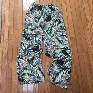 Hawaiian printed wide legged pants