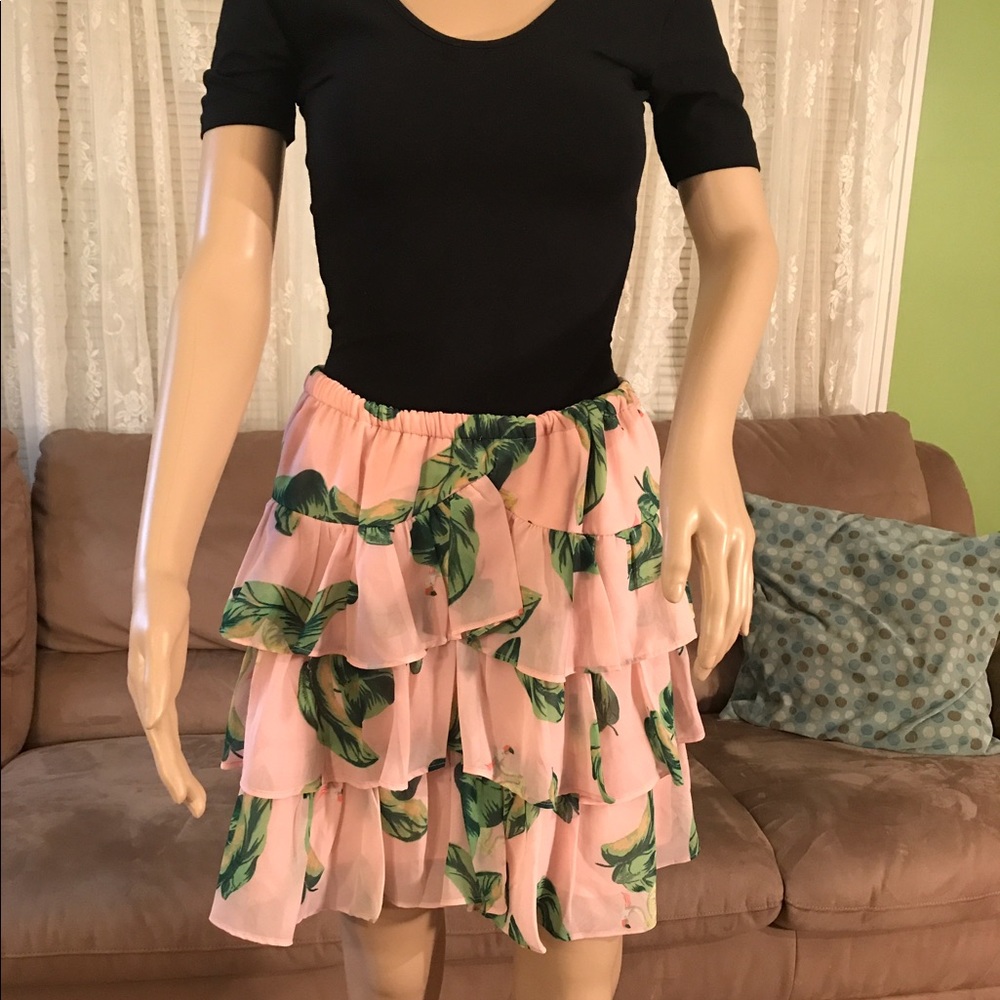 TheWEBSTER Miami SKIRT Pink Flamingo Chiffon Small