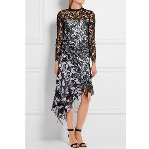 Self Portrait Asymmetric-hem Vine Lace Midi Dress