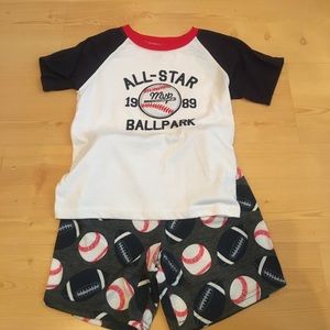 Carters 2pc baseball/football short pajama set