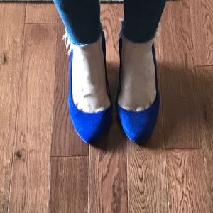 J. CREW Blue Suede Wedges