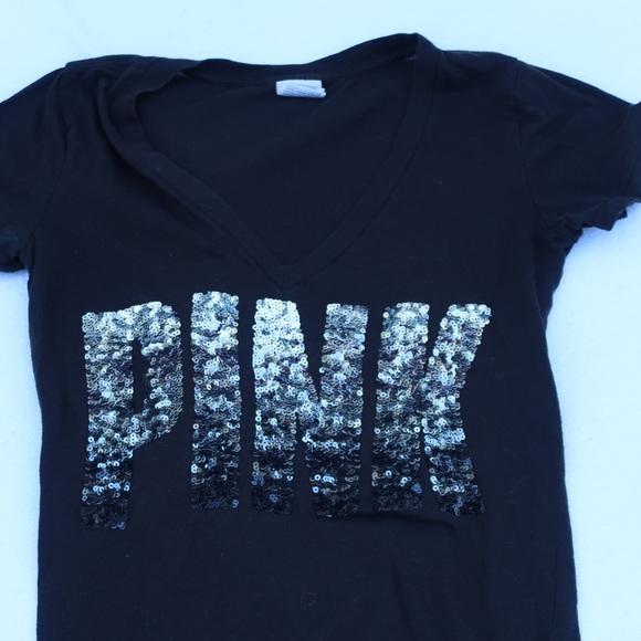 Black sequences PINK short sleeve shirt - Picture 1 of 2