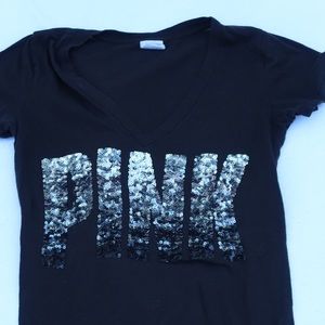 Black sequences PINK short sleeve shirt