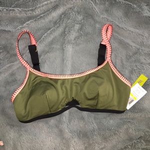 gianni bini- olive block party bikini top