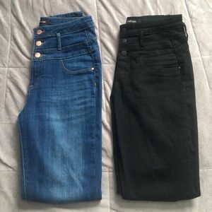 2 pairs of high waisted button up skinny jeans