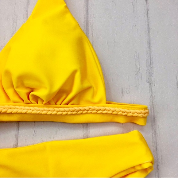 Women padded sexy yellow two piece bikini swimwear - Picture 4 of 8