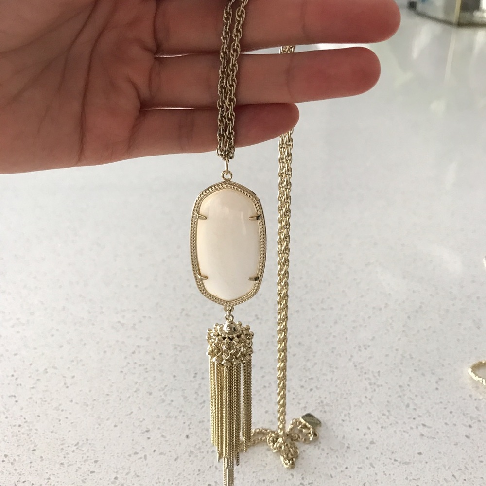 White Kendra Scott Rayne Tassel Necklace