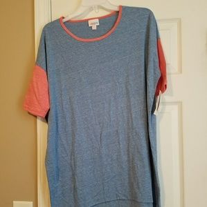 Lularoe S Irma heathered blue and red