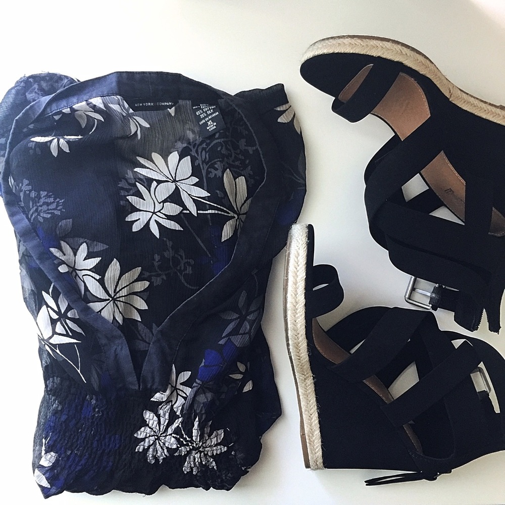 NY&C Sheer Floral Blouse