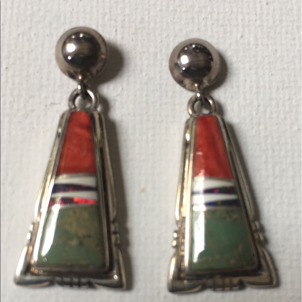 Hand made Native American turquoise/spiny earrings
