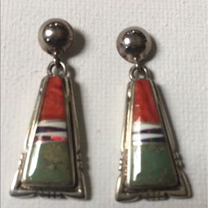 Hand made Native American turquoise/spiny earrings
