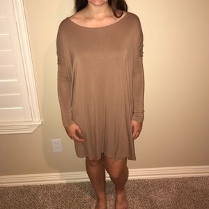 Long Sleeve Piko Tunic in Tan