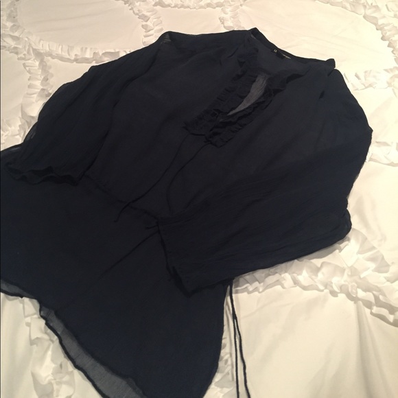Lucky Brand Tops - Lucky Brand Navy Silk Top