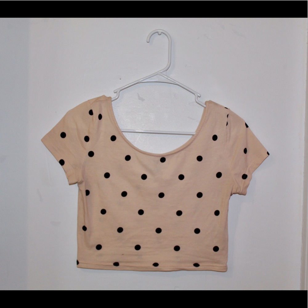 H&M Cream & Black Polka Dot Crop Top