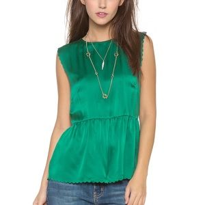 MADEWELL EUC 100% Silk Scallop Peplum Top