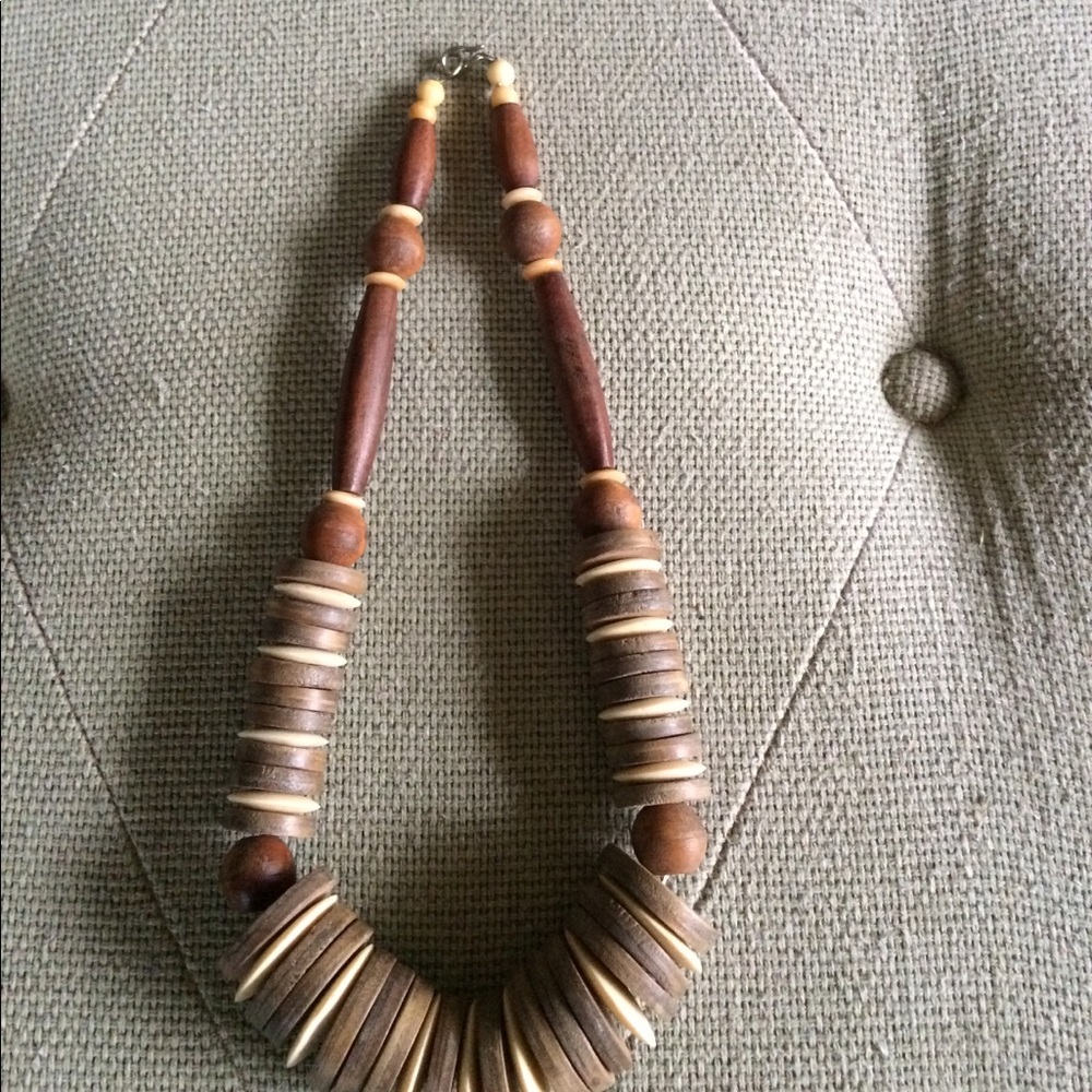 Woman's wood beaded necklace.