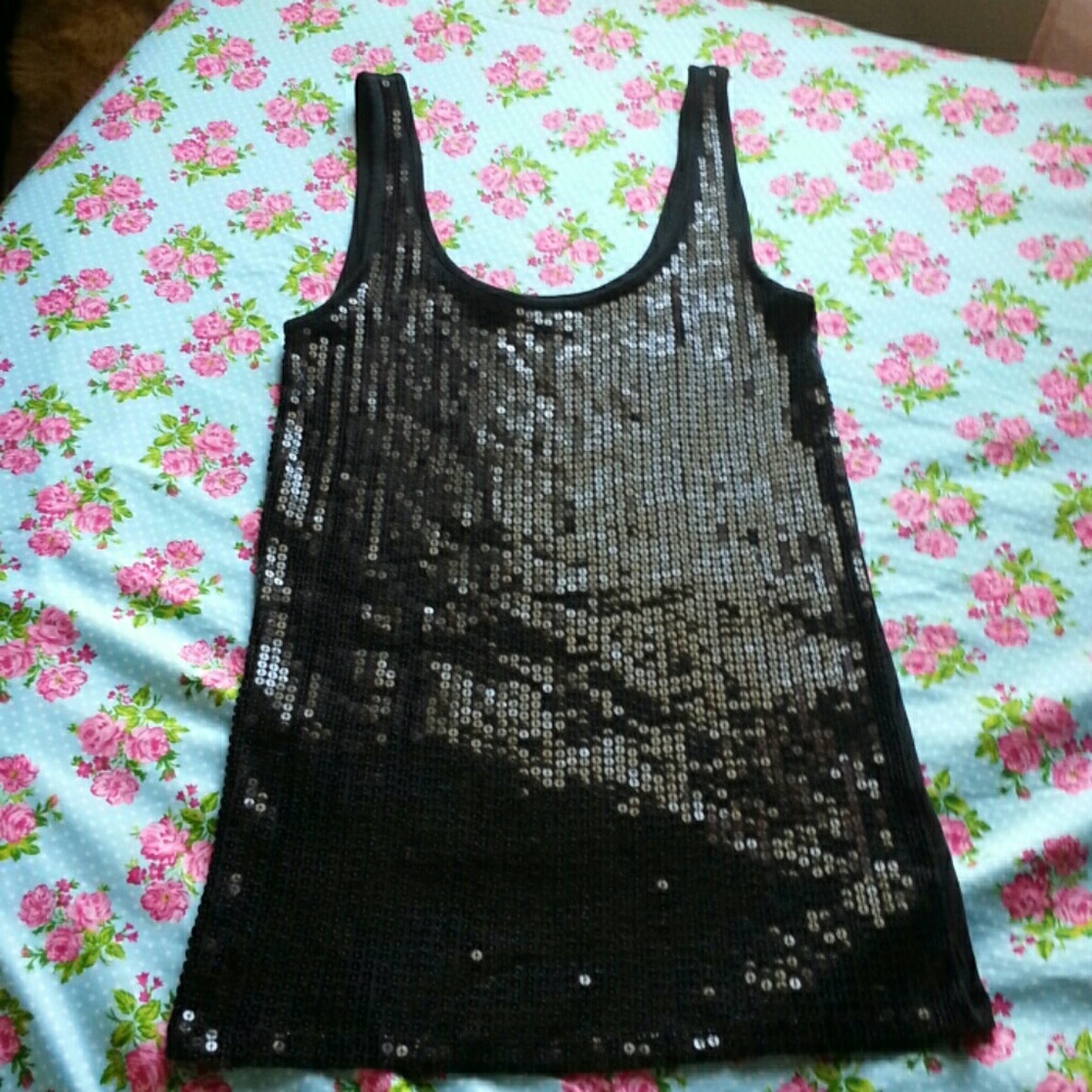Black sequined tank top