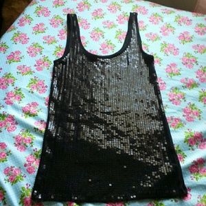 Black sequined tank top